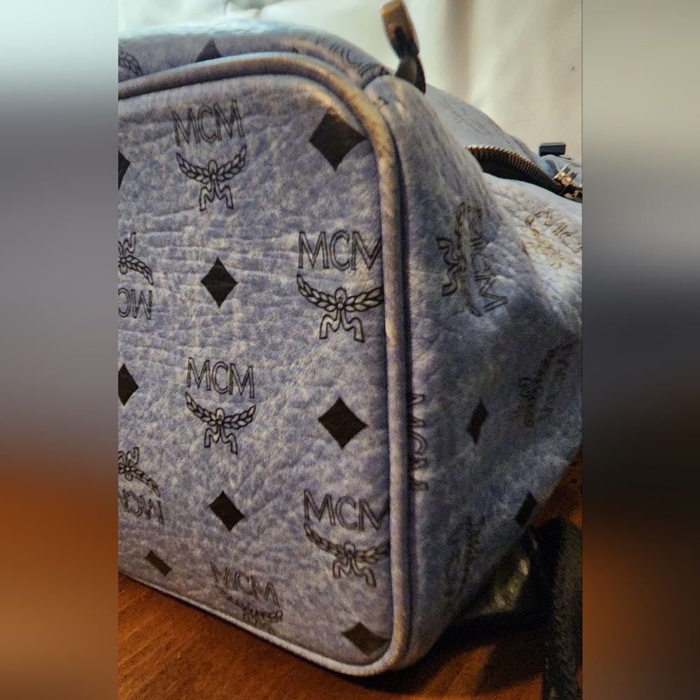 MCM Sky Blue Stark Studded Backpack in Visetos - Picture 8 of 17